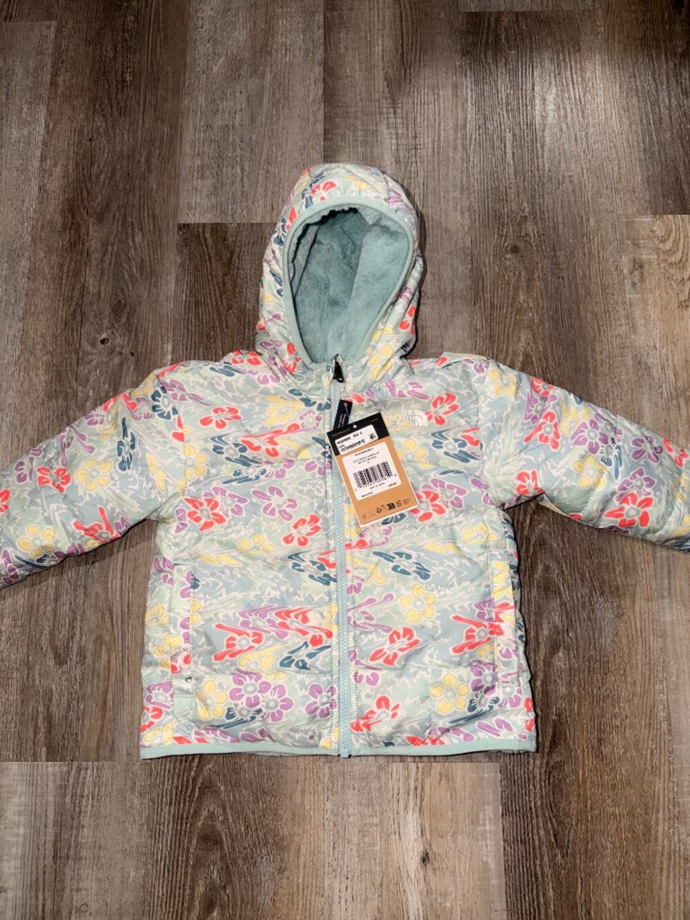 The North Face Girls' Reversible Shasta Hooded Jacket Muted Folk Floral, $110